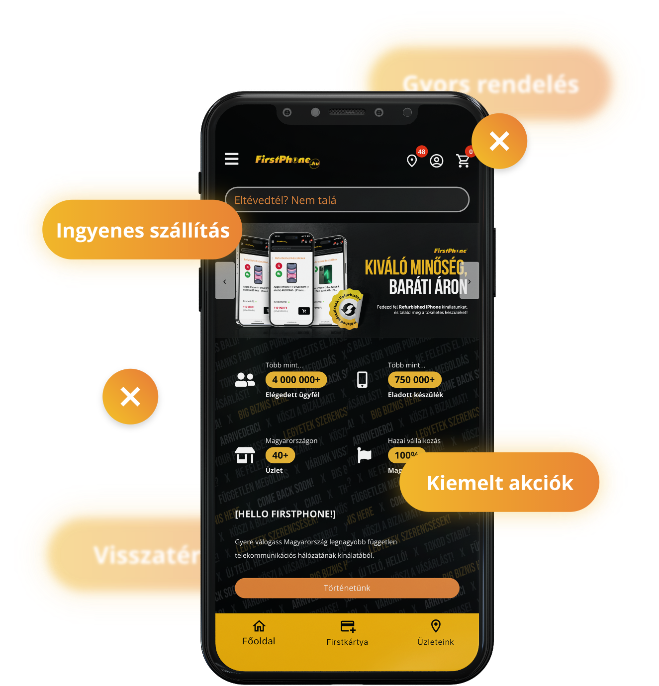 A FirstApp a telefonon: gyors rendelés, ingyenes szállítás, kiemelt akciók