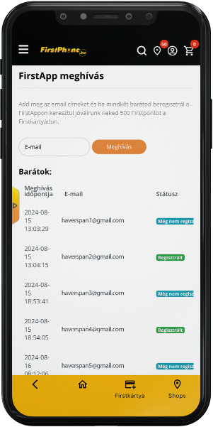 FirstApp: barátok meghívása