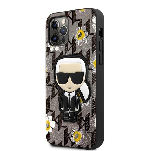 Apple iPhone 12/12 Pro Karl Lagerfeld Ikonik Flowertok (Szürke) – KLHCP12MPMNFIK1