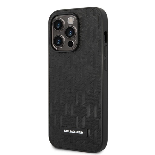 Apple iPhone 14 Pro Max Karl Lagerfeld Saffiano Monogram tok (Fekete) – KLHCP14XSAKLHPK
