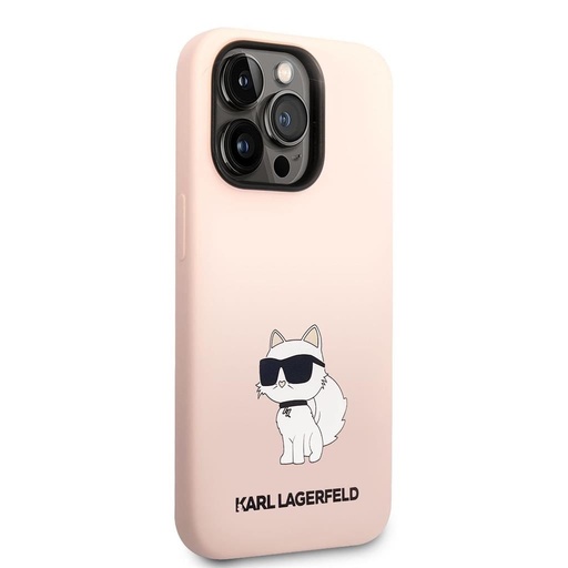 Apple iPhone 14 Pro Max Karl Lagerfeld Liquid Silicone Choupette NFT tok (Rózsaszín) – KLHCP14XSNCHBCP