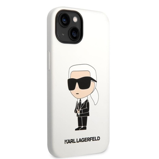 Apple iPhone 14 Plus Karl Lagerfeld Liquid Silicone Ikonik NFT tok (Fehér) – KLHCP14MSNIKBCH