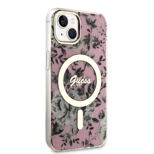 Apple iPhone 13 Guess Flowers IML MagSafe tok (Rózsaszín) - GUHMP13MHCFWSP