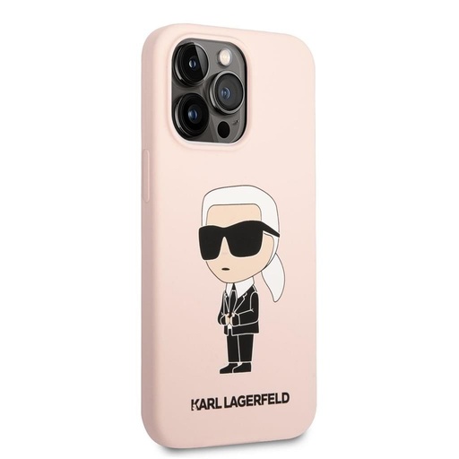Apple iPhone 13 Pro Max Karl Lagerfeld liquid silicone ikonik NFT hátlap tok (Rózsaszín - KLHCP13XSNIKBCP)