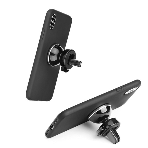 Huawei Y6 2019 liquid silicone mágneses autós tartó kompatibilis hátlap tok (Fekete)