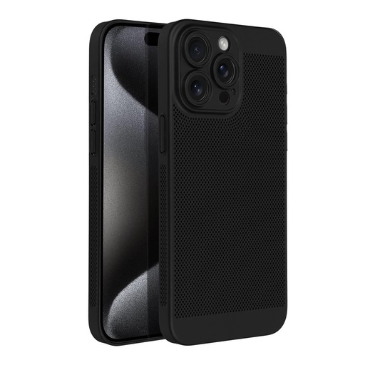 Apple iPhone 15 Pro Max Breezy lyukacsos műanyag hátlap tok (Fekete)