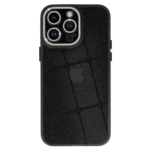 Apple iPhone 12 Pro Max liquid glitter camera hátlap tok (Fekete)