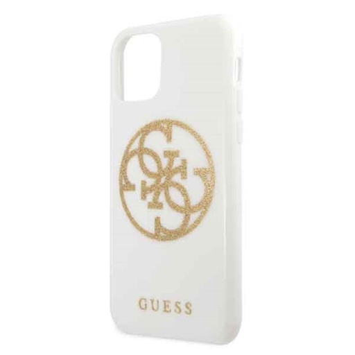 Apple iPhone 11 Pro Guess Glitter 4G Circle Logo tok (Fehér) - GUHCN58TPUWHGLG