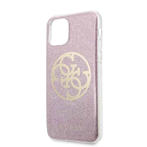 Apple iPhone 11 Pro Guess Glitter 4G Logo tok (Rózsaszín) - GUHCN58PCUGLPI