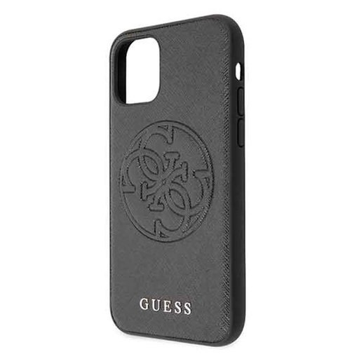 Apple iPhone 11 Pro Guess Saffiano Embossed Circle Logo tok (Fekete) - GUHCN58RSSASBK