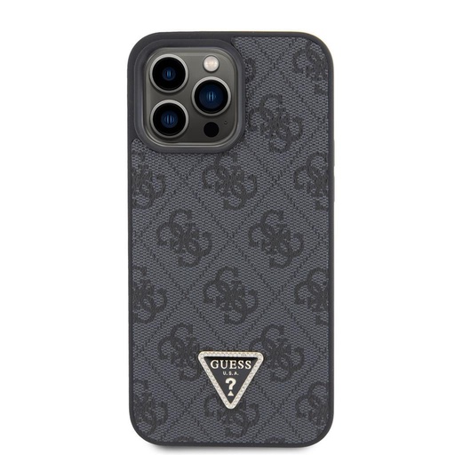 Apple iPhone 15 Pro Max Guess PU 4G Strass Triangle tok (Fekete) - GUHCP15XP4TDPK