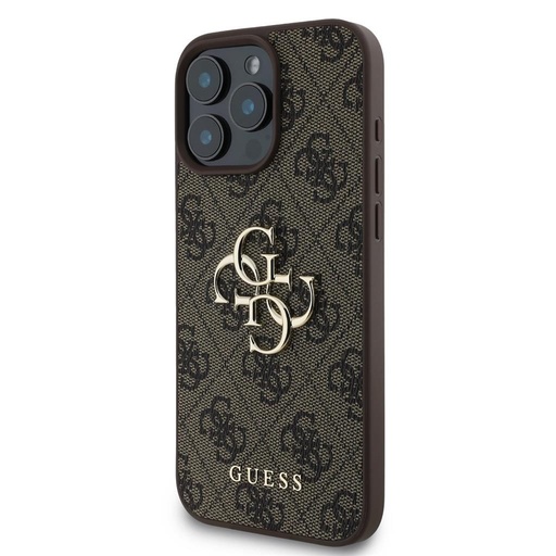 Apple iPhone 16 Pro Max Guess PU 4G Metal Logo tok (Barna) - GUHCP16X4GMGBR