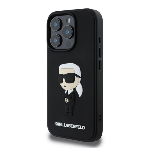 Apple iPhone 16 Pro Karl Lagerfeld 3D Ikonik tok (Fekete) – KLHCP16L3DRKINK