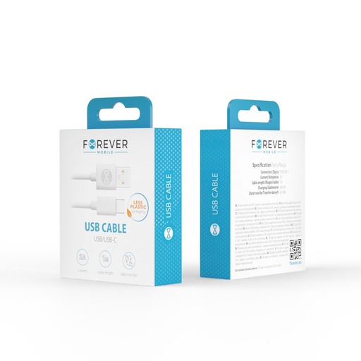 Forever USB-C 2A type-C adatkábel (Fehér)