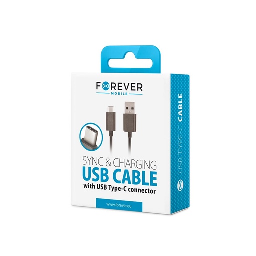 Forever USB-C 1A type-C adatkábel (Fekete)