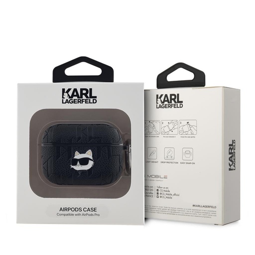 Apple AirPods Pro Karl Lagerfeld PU Embossed Choupette Head tok (Fekete) - KLAPPGCHPK