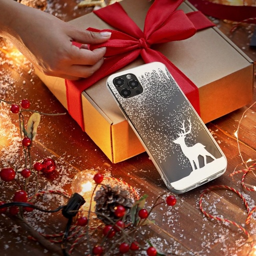 Huawei P30 Lite Winter szilikon hátlap tok (Reindeer (Átlátszó)