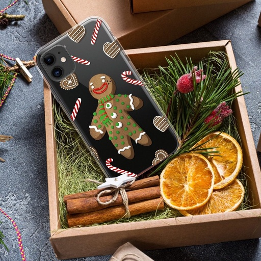 Apple iPhone 12 Mini Winter szilikon hátlap tok (Gingerbread Men (Átlátszó)