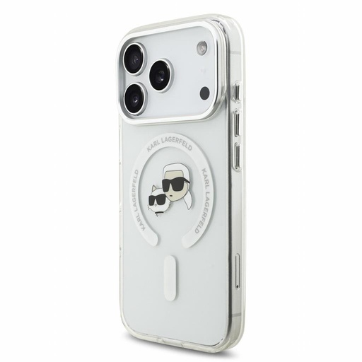 Apple iPhone 18 Pro Karl Lagerfeld IML and Choupette Heads Metal Frame MagSafe védőtok (Fehér)