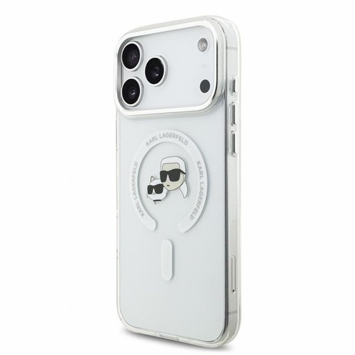 Apple iPhone 18 Pro Max Karl Lagerfeld IML and Choupette Heads Metal Frame MagSafe védőtok (Fehér)