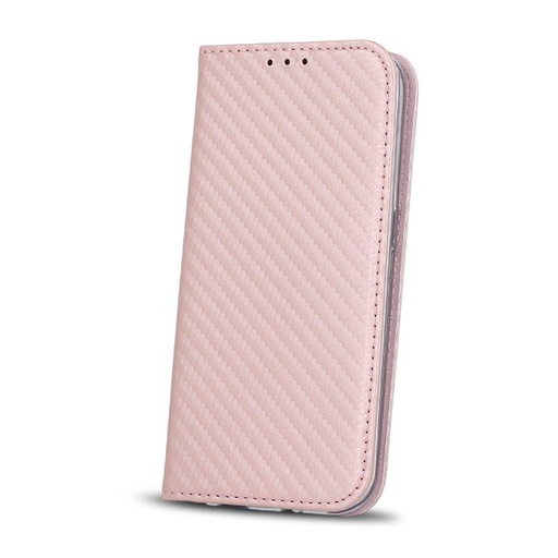 Huawei P10 Lite smart carbon mágneses notesz tok, rozéarany