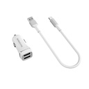 Borofone BZ2 autós töltő (2 USB, type-C kábel), 5V 2,4A, fehér