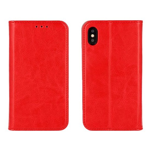 Huawei P30 eredeti bőr notesz tok (Piros)