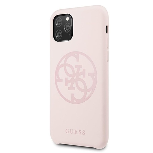 Apple iPhone 11 Pro Guess Silicone 4G Tone On Tone tok (Világos rózsaszín) - GUHCN58LS4GLP