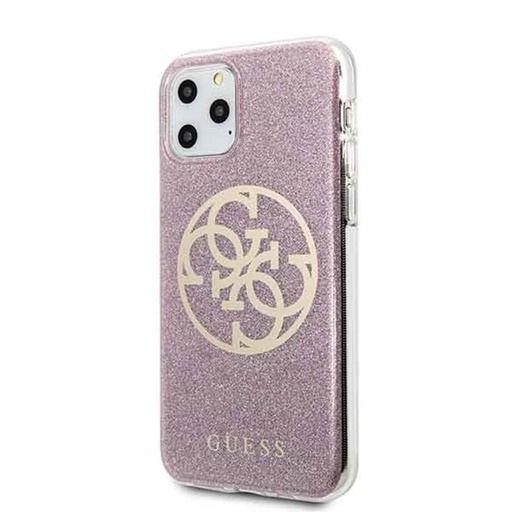 Apple iPhone 11 Pro Guess Glitter 4G Logo tok (Rózsaszín) - GUHCN58PCUGLPI