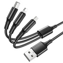 Borofone BX50 3in1 kábel (microUSB + type-C + lightning), 1M, 2.4A, fekete