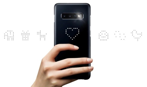 Samsung Galaxy S10 LED cover gyári hátlap tok, fekete