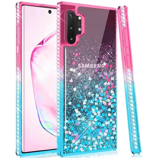 Apple iPhone 12 Pro Max diamond liquid hátlap tok, (pink-kék)