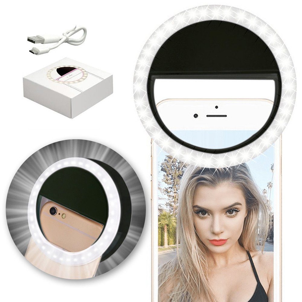 selfie LED fény, fekete
