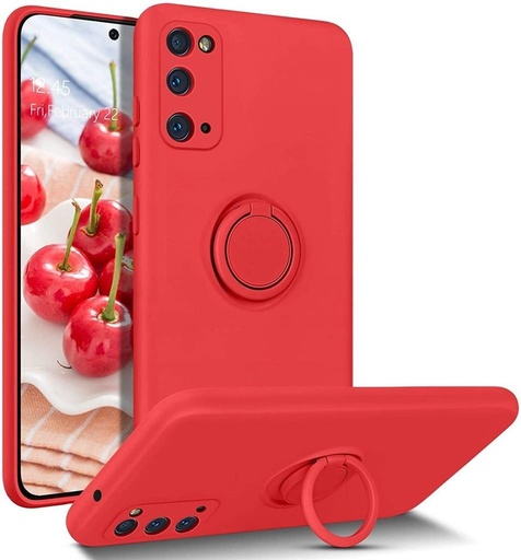 Samsung Galaxy A12 finger grip mágneses hátlap tok, (Piros)
