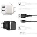 XO L69 2.4A töltő (Fehér) – dupla USB csatlakozó, Lightning kábellel