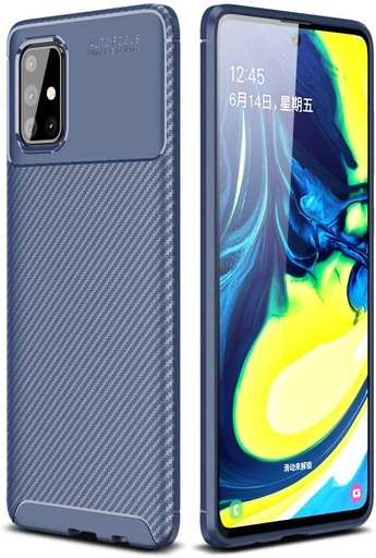 Samsung Galaxy A71 carbon fiber szilikon hátlap tok, (Kék)