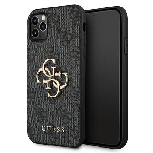 Apple iPhone 13 Pro Max Guess PU 4G Metal Logo tok (Szürke) - GUHCP13X4GMGGR