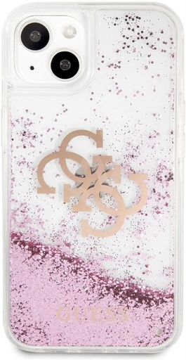 Apple iPhone 13 Guess TPU Big 4G Liquid Glitter tok (Rózsaszín - Átlátszó) – GUHCP13MLG4GPI