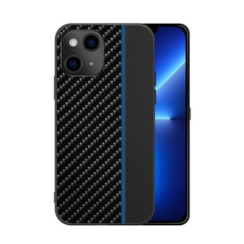 Xiaomi Redmi 10 / Redmi 10 2022 MOTO carbon hátlap tok (Fekete Kék Csíkkal)