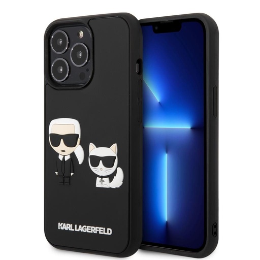 Apple iPhone 13 Pro Max Karl Lagerfeld & Choupette 3D szilikon hátlap tok (Fekete - KLHCP13X3DRKCK)