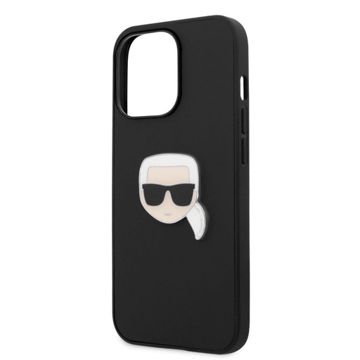 Apple iPhone 13 Pro Karl Lagerfeld PU Leather Karl Head tok (Fekete) – KLHCP13LPKMK