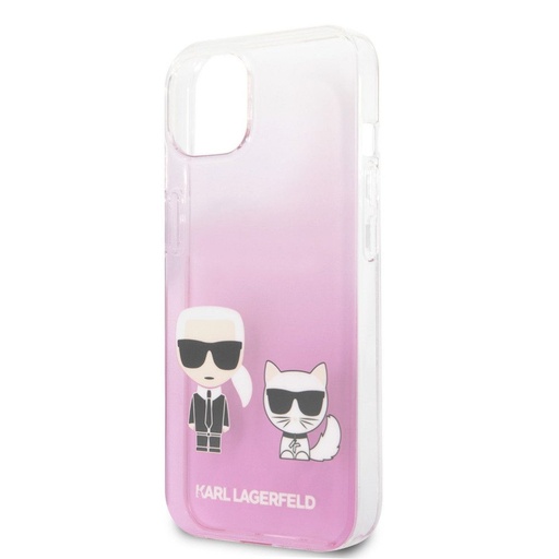 Apple iPhone 13 mini Karl Lagerfeld PC/TPU Ikonik Karl and Choupette tok (Rózsaszín) – KLHCP13SCKTRP
