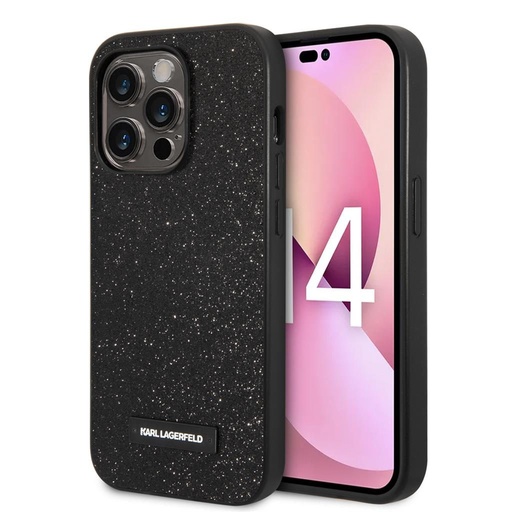 Apple iPhone 14 Pro Karl Lagerfeld Glitter Plague tok (Fekete) – KLHCP14LG2ELK