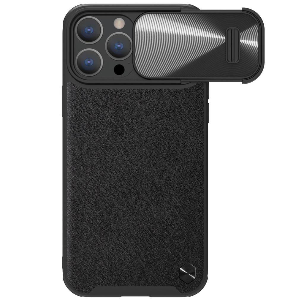 Apple iPhone 14 Pro Max Nillkin CamShield Leather S hátlap tok (Fekete)