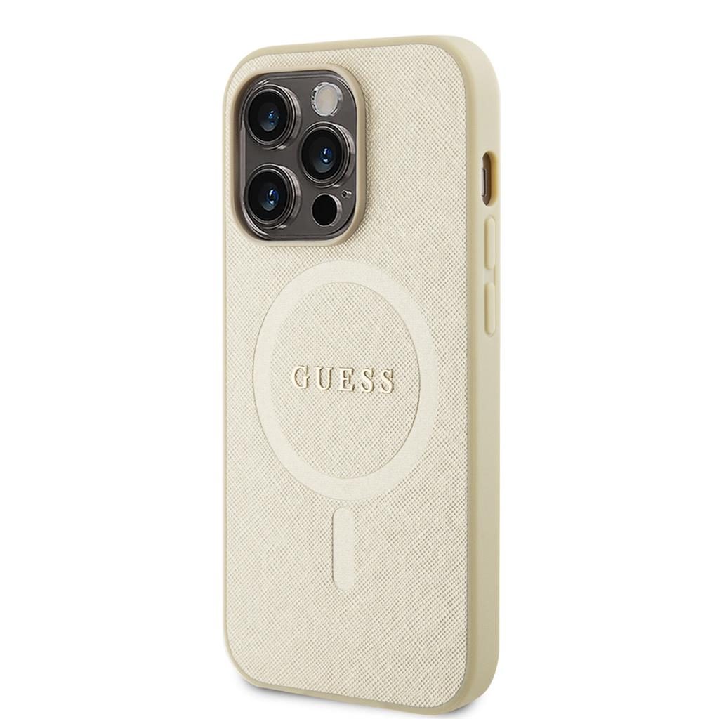 Apple iPhone 15 Pro Guess PU Saffiano MagSafe tok (Bézs) - GUHMP15LPSAHMCB