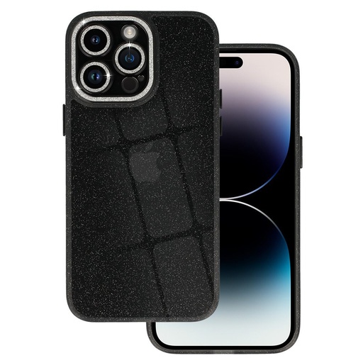 Apple iPhone 12 Pro Max liquid glitter camera hátlap tok (Fekete)