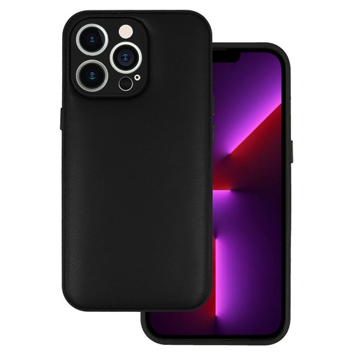 Samsung Galaxy A13 5G / Galaxy A04s Leather 3D design 1 bőrhatású kemény hátlap tok (Fekete)