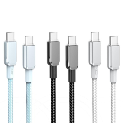 XO NB-Q250B USB-C–USB-C adatkábel (Fekete) – 60W, fényes PVC borítás