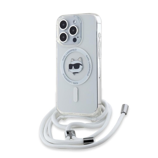 Apple iPhone 15 Pro Karl Lagerfeld IML Crossbody Choupette Head MagSafe tok (Átlátszó) – KLHMP15LHCCHNT