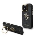 Apple iPhone 15 Pro Max Guess PU 4G Metal Logo Stand Camera Frame tok (Fekete) - GUHCP15XPCS4GP4K